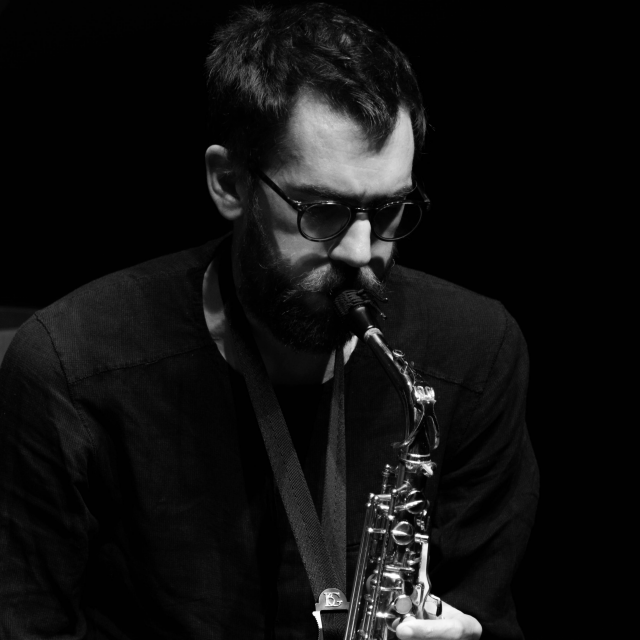 Sylvain Monchocé playing the saxophone